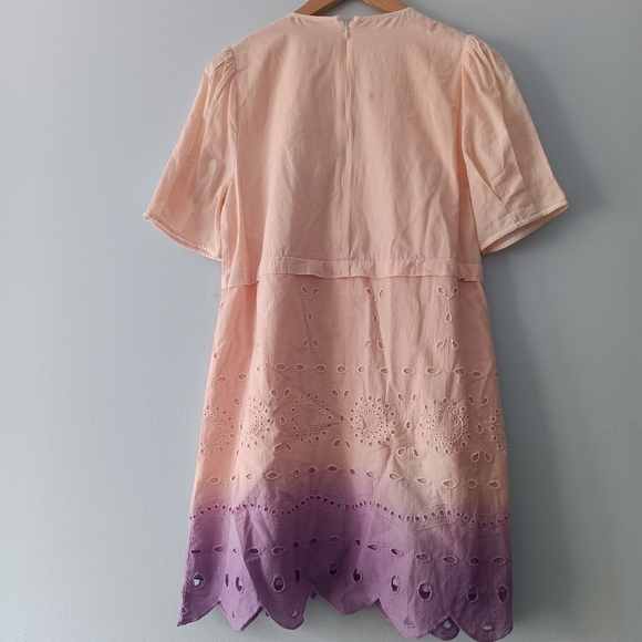 Anna Cate Isabelle Ombre Eyelet Button Front Puff Sleeve Mini Dress NWT XS - Picture 3 of 10